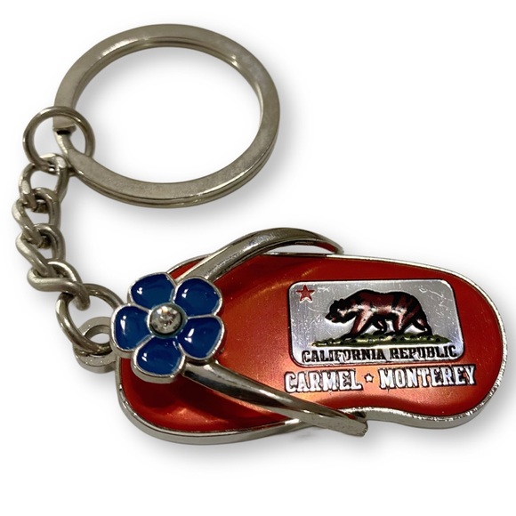 California Republic, Carmel Monterey, Red Flip Flop, Metal Souvenir Keychain - Picture 3 of 4
